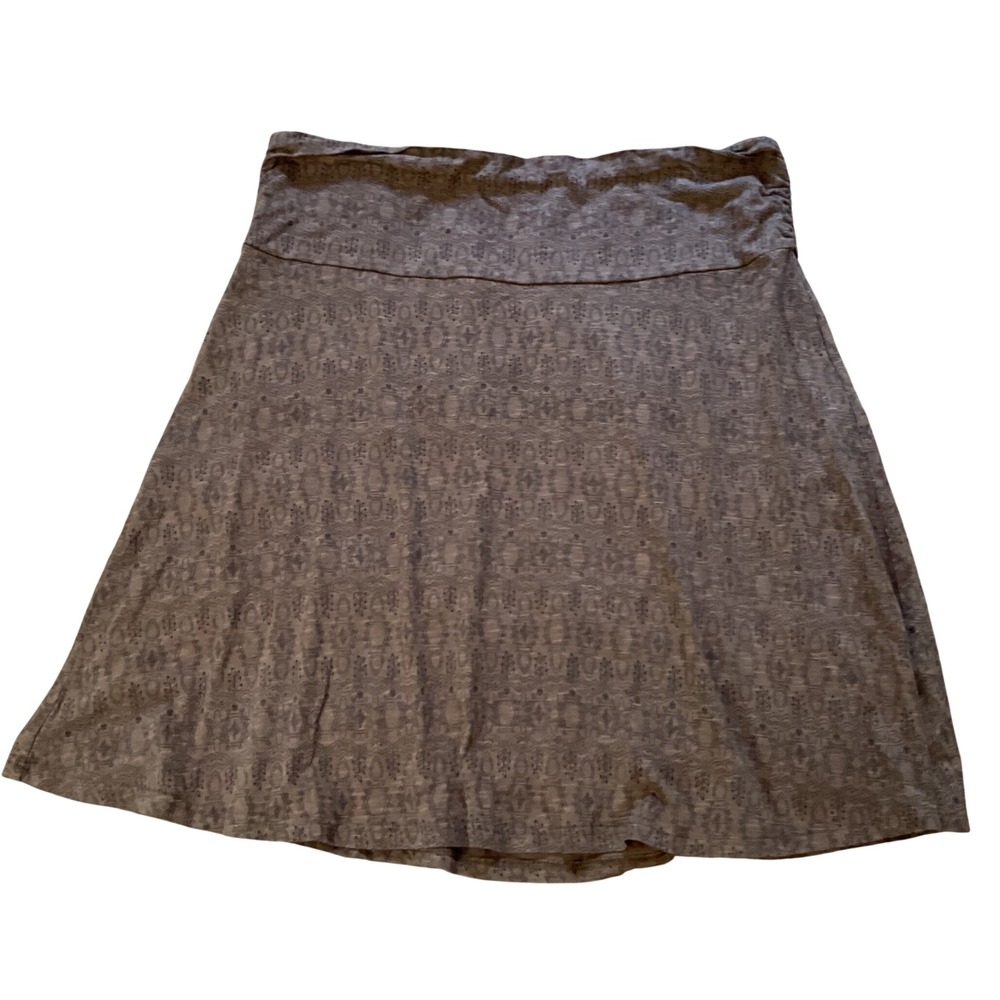 Toad&Co Brown Geometric Print Organic Cotton Tencel A-Line Skirt Women Large